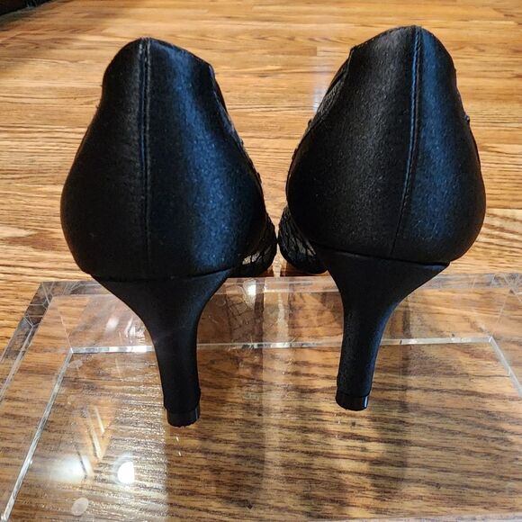 Adrianna Papell Black Mesh Open Toe Jamie Heels Womens Size 7.5M - Picture 10 of 11